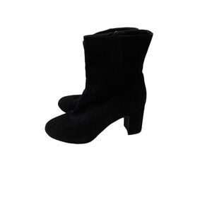 Stuart Weitzman Women's Black Clasic Gianella Block Heels Ankle Boots Size 39.5
